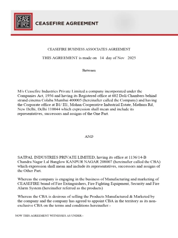 Cease Fire Authorization Agreement