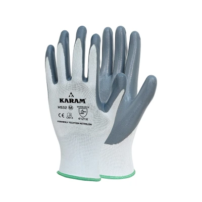 HS 32 Karam Polyester Liner with Nitrile Coating (White)